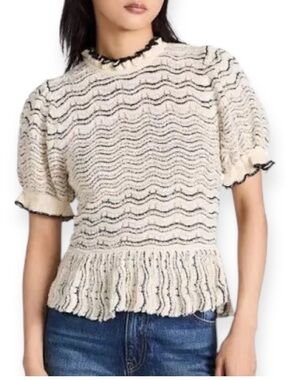 ULLA JOHNSON Laleh Knit Top in Glacier - Like New, Extra Small Size 0